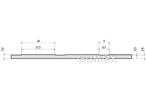 Gummiboden METRO, 3,2mm, Breite 1450mm, 75°ShA, NBR-SBR, fläche Noppen, -20°C/+60°C, schwarz, 